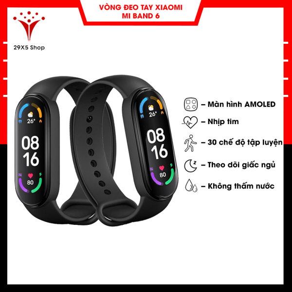 [ Sẵn hàng ] Vòng đeo tay thông minh Xiaomi Mi band 6 - Đồng hồ theo dõi sức khoẻ, theo dõi tập luyện thể thao - Màu đen - 29X5 Shop