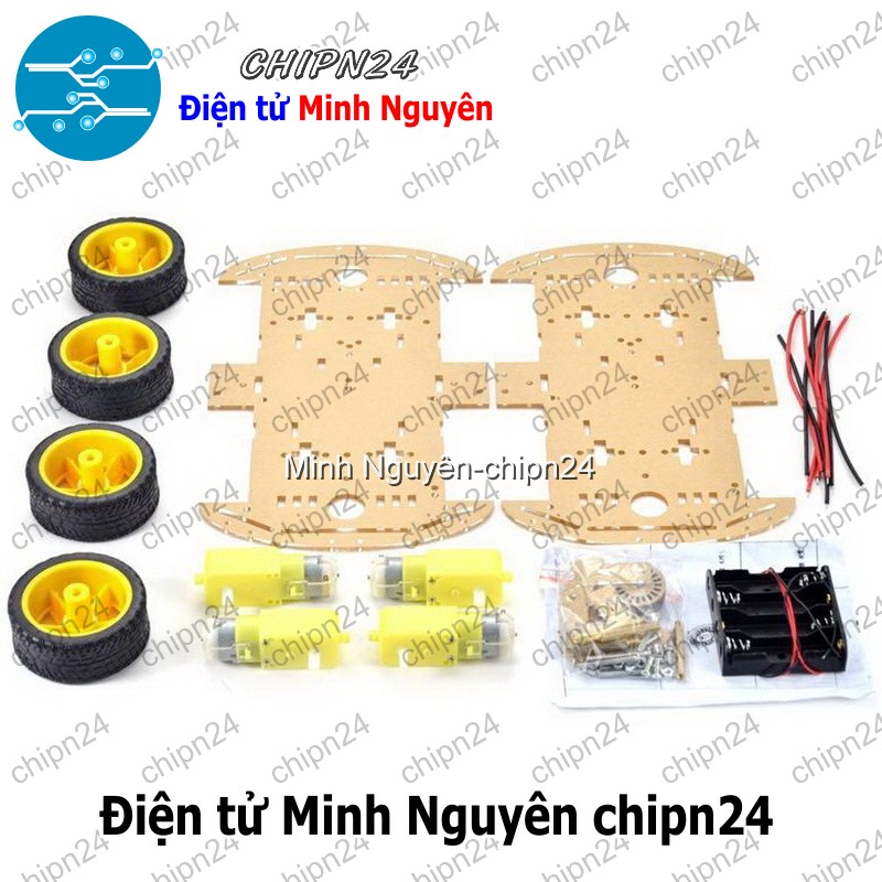 [1 cái] Khung xe Robot 4 bánh 2 tầng - HH001959