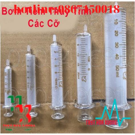 Bơm tiêm thuỷ tinh các kích cỡ 5ml, 10ml, 20ml, 30ml, 50ml, 100ml
