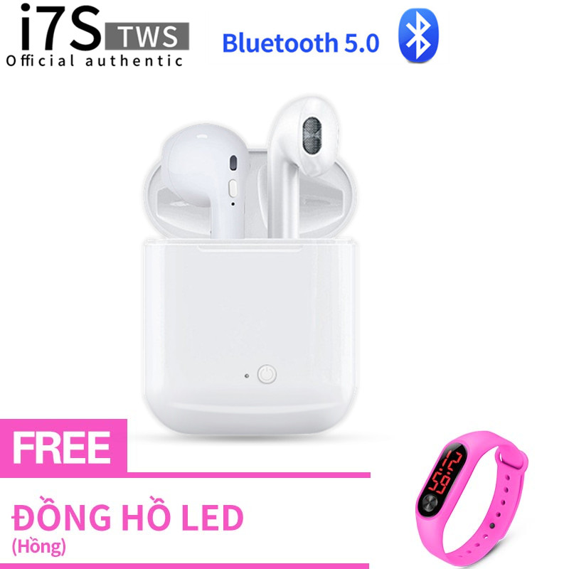 【 với Đồng hồ LED miễn phí】Tai Nghe Bluetooth I7S