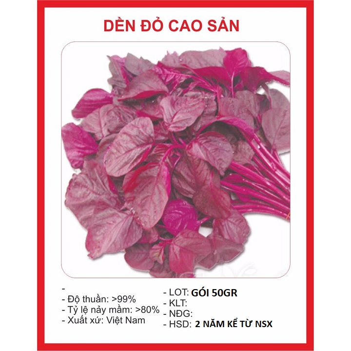 [Siêu Sale] Hạt giống rau Dền Đỏ - gói 50gr
