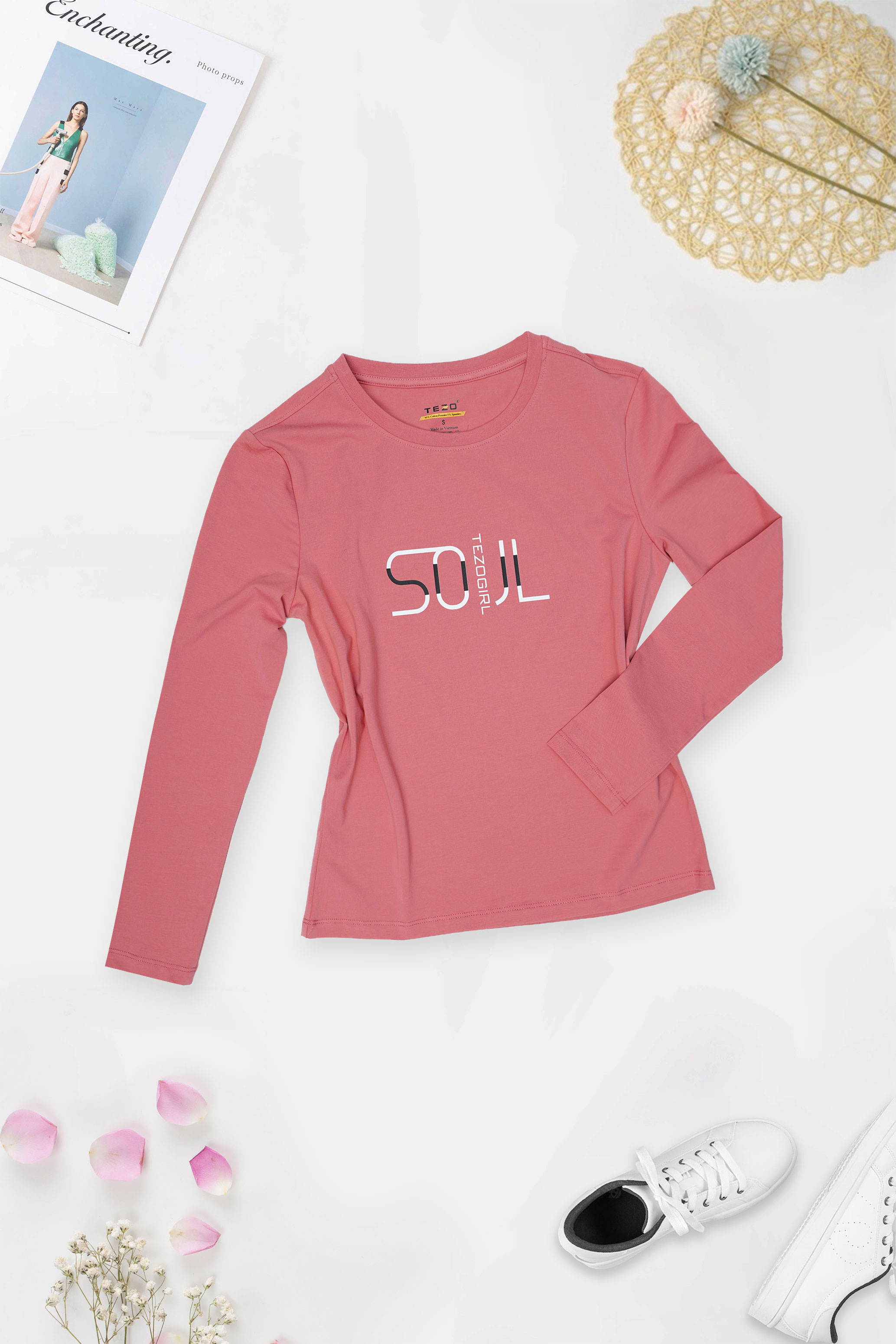 Áo thun cotton nữ quần cotton nữ bán lẻ tách set in chữ 22ACOT001
