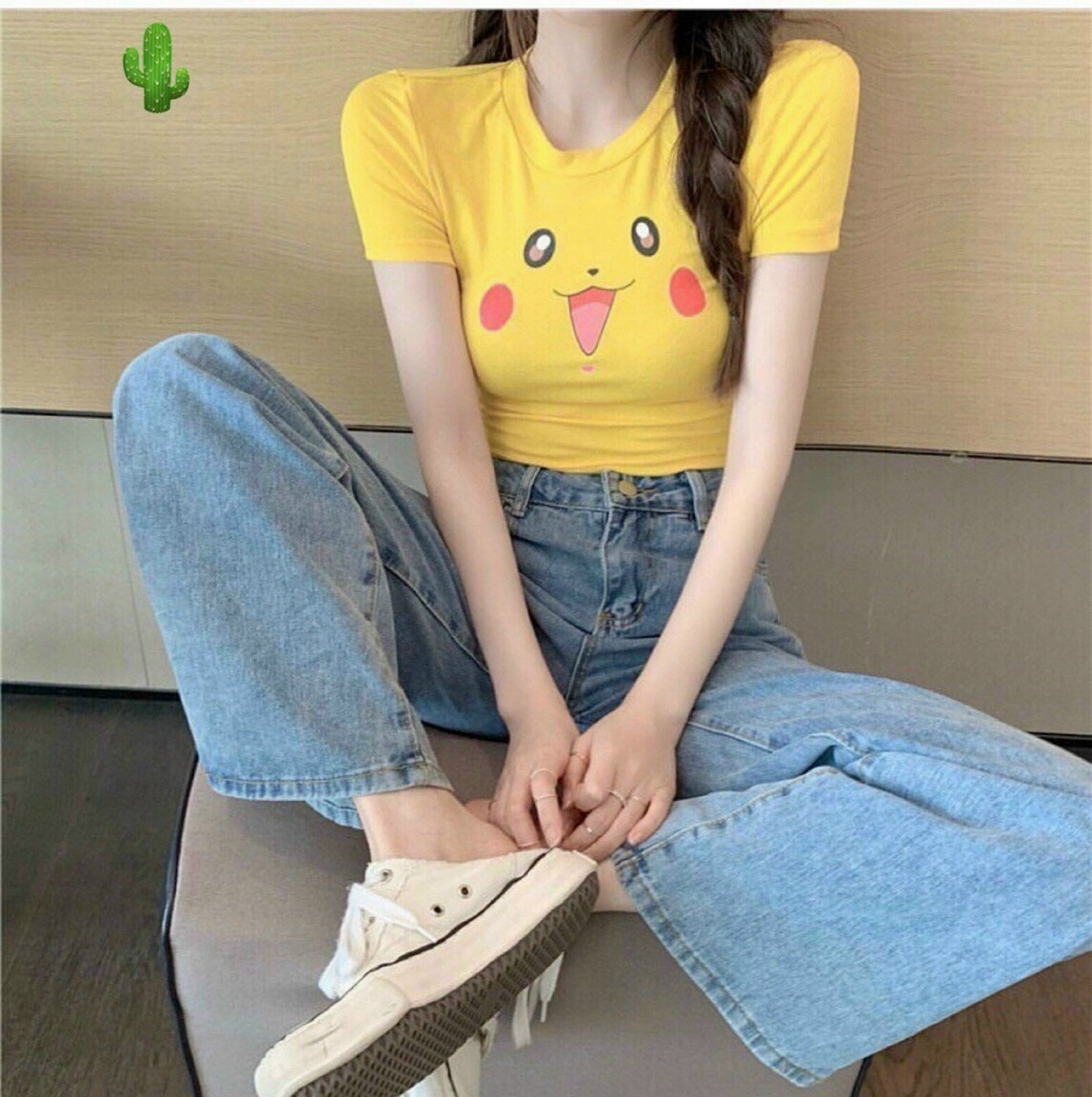Áo Thun Croptop In Hình PKM Siêu Cute