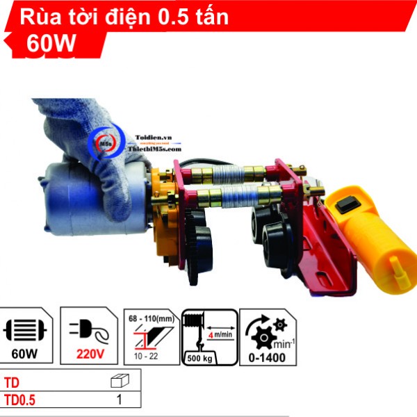 rùa tời 500kg - máy tời điện