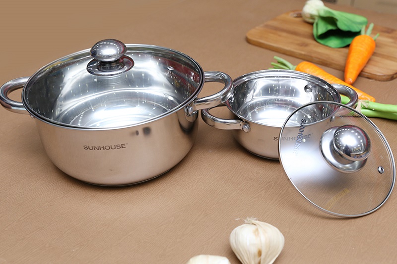 Bộ nồi inox 3 đáy sunhouse SH332