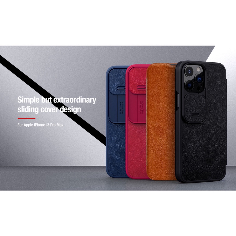 Bao da iPhone 13/ 13 Pro/ 13 Pro Max hiệu Nillkin Qin (Hàng chính hãng)
