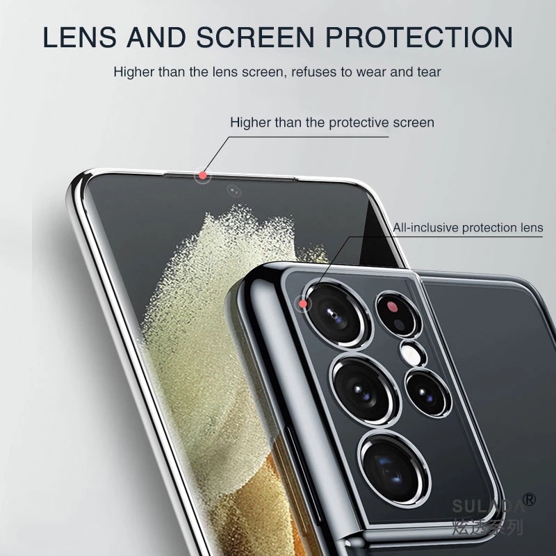 Ốp lưng TPU mềm trong suốt mạ viền Crom 6D sang trọng thích hợp cho SamSung S22 Ultra S22 Plus S22 S21 FE S21 ULTRA S21 PLUS S21 S20 Ultra S20 Plus S20