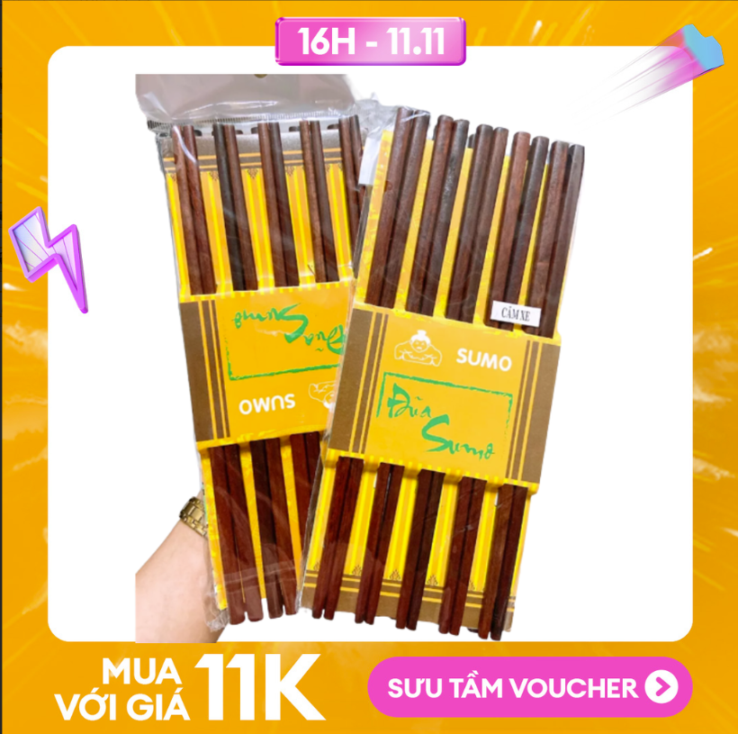 [HCM]Bộ 10 Đôi Đũa Gỗ Tự Nhiên Đũa Gỗ Căm Xe