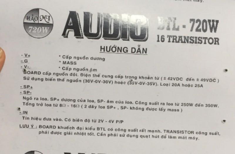 Bộ mạch công suất ampli 720w