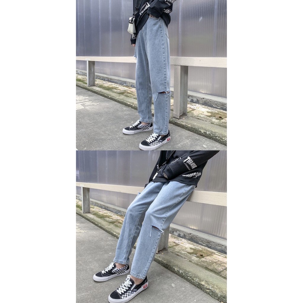 Quần Jeans Baggy Dáng Rách Cạnh 2021