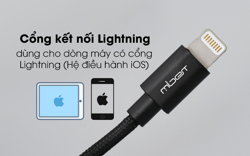 Cáp Lightning MFI 1 m Mbest DS641-WB Đen ( Like New )