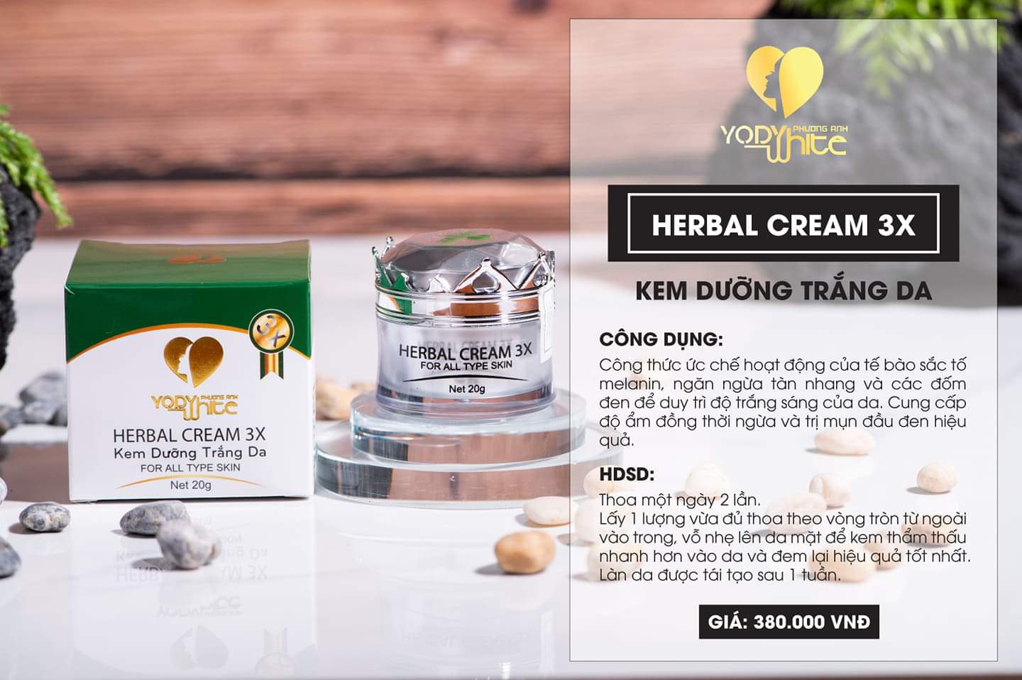 KEM DƯỠNG TRẮNG DA  HERBAL CREAM 3X -Freeship