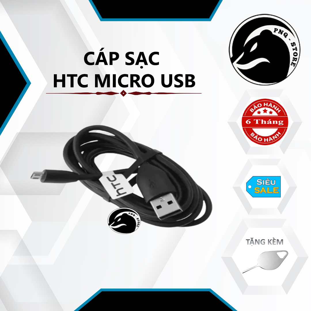 Cáp sạc HTC Micro USB - Nguyên Seal - Bh 06 tháng