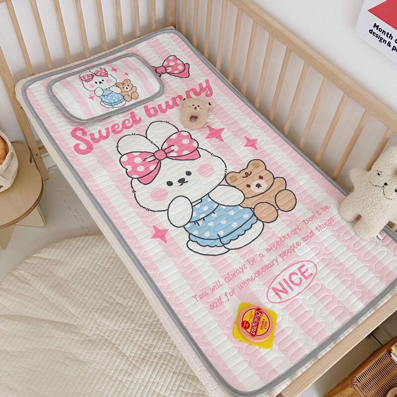 {Tặng kèm gối}Chiếu điều hòa cao su non cho bé, chiếu trẻ em nằm mát lưng
