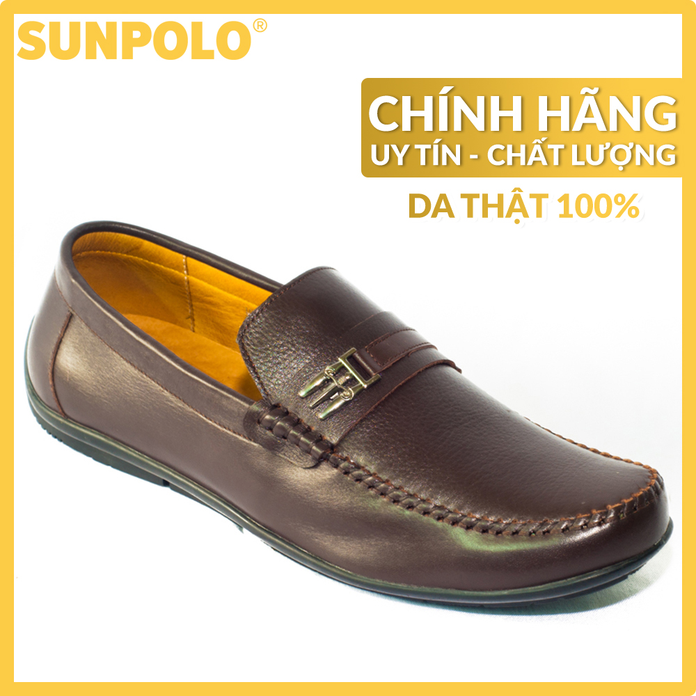 Giày Lười Nam Da Bò SUNPOLO SUMU2516 (Đen, Nâu)