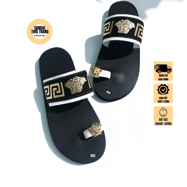 Dép Sandal xỏ ngón nữ FREESHIP dép nữ giá rẻ xỏ ngón Trắng/ Đen SANDAL THỜI TRANG