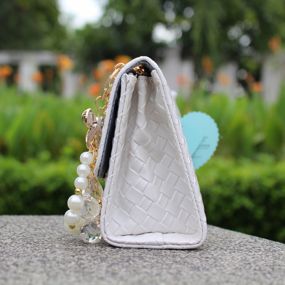[HCM]Túi Đeo Chéo Caro Thời Trang T06 Trắng