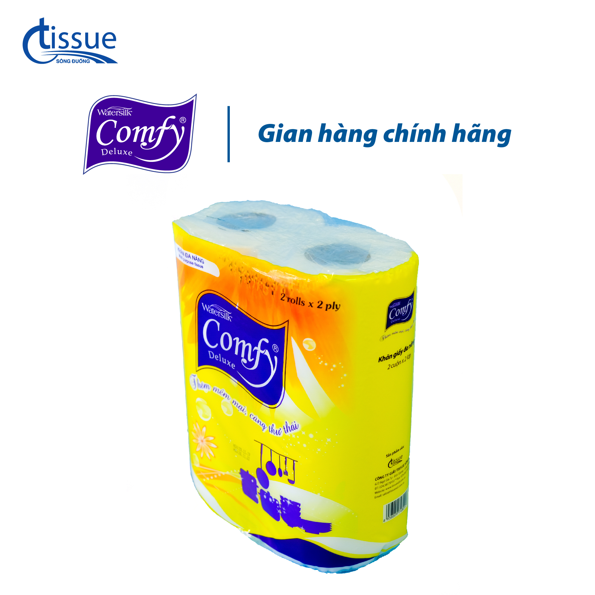 KHĂN ĐA NĂNG COMFY 2 CUỘN/GÓI, KHĂN GIẤY, GIẤY ĂN CAO CẤP