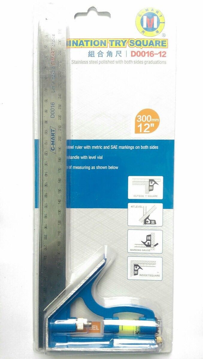 Thước ke góc dài 30cm có kèm thước thủy C-Mart