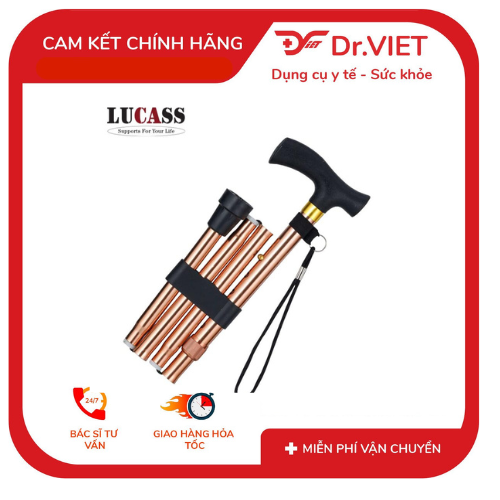 Gậy 1 chân gập khúc. Y-27 Màu nâu- Hỗ trợ người già, người tai nạn chấn thương, hỗ trợ đi lại, giúp người đi chuyển khó khăn, có thể điều chỉnh chiều cao .