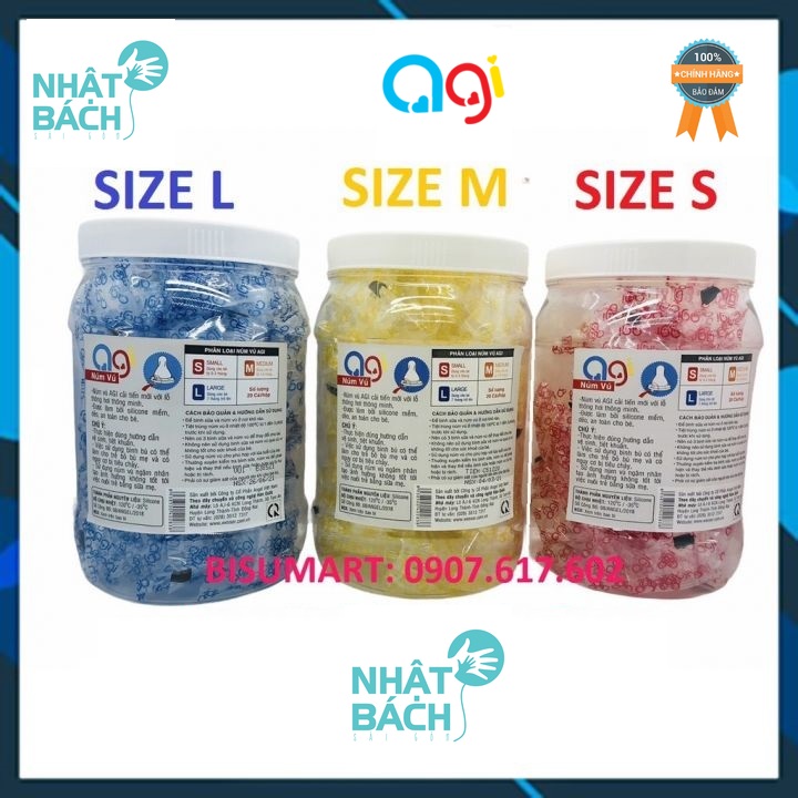 Núm vú Cổ Hẹp Silicone siêu mềm cho bé AGI SIZE S, M, L
