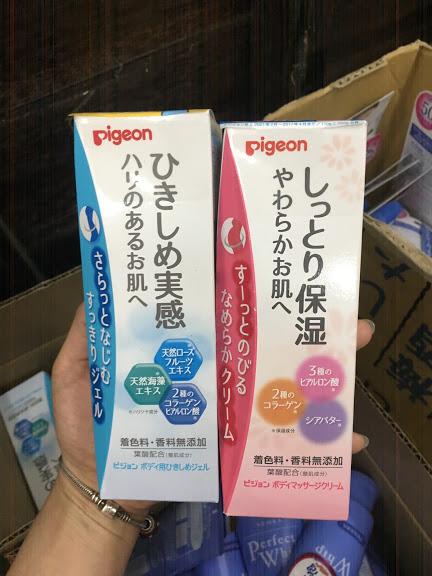 Kem chống rạn da PIGEON màu hồng màu xanh cho bà bầu 110g Nhật bản