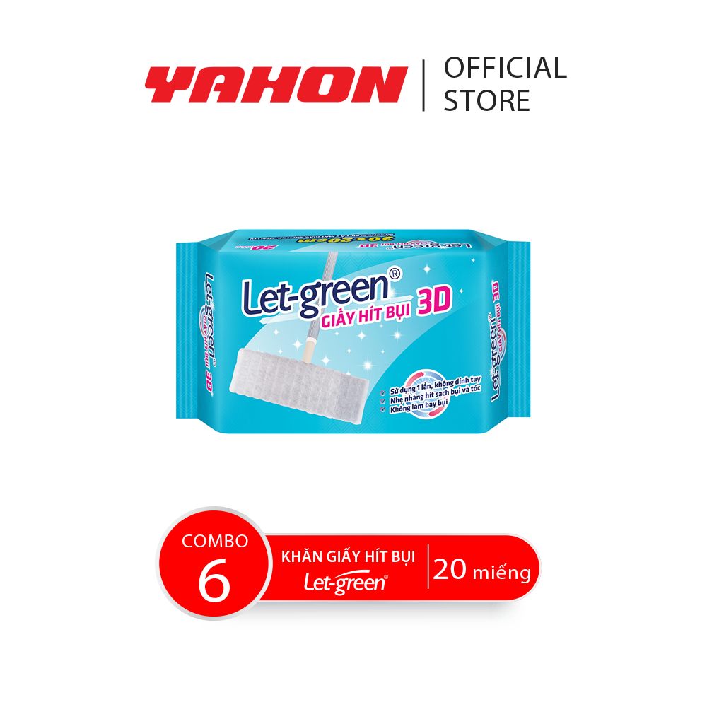 Combo 6 Bao Giấy Hít Bụi LET-GREEN, 20 Miếng/Bao