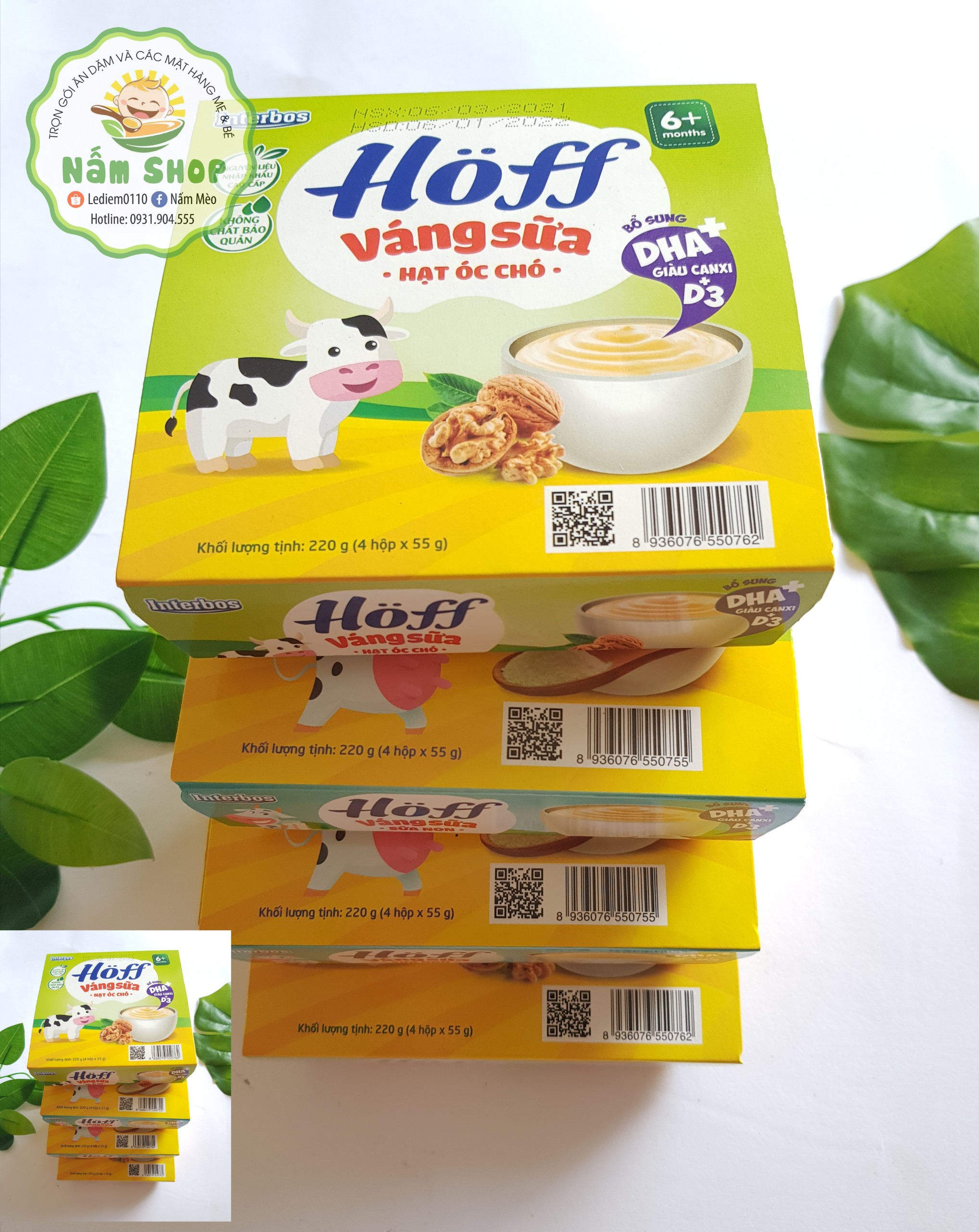 [HOFF] Váng sữa Hoff sữa non / óc chó / vani / hạt dẻ cho bé (lốc 4 hộp)