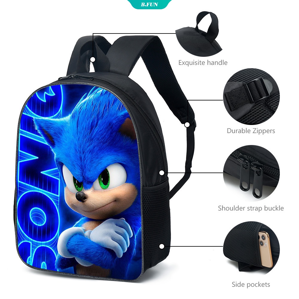Ba Lô Đi Học Hình Nhím Sonic 3D Dễ Thương Cho Bé