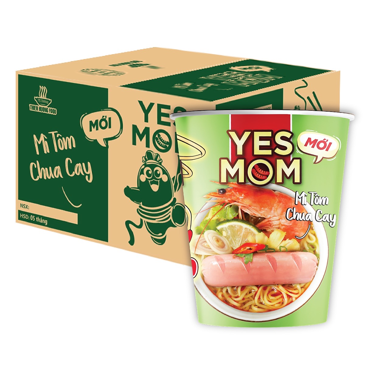 ( Thùng 24 ly ) Mì ly YesMom tôm chua cay 76g