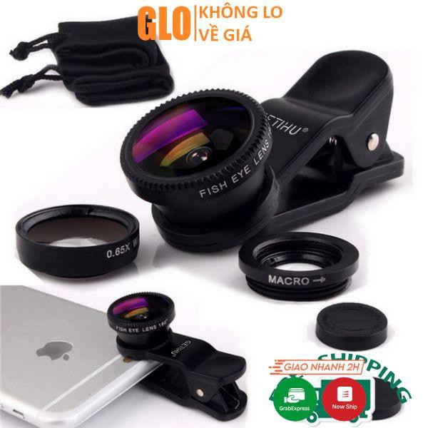 Ống Len Camera 001, Bộ Ống Kính 3 Trong 1 Gồm Kính Macro, Góc Rộng, Fisheye Cho Điện Thoại Thông Minh, Máy Tính Bảng