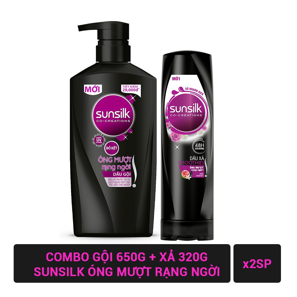 Combo sunsilk dầu gội 650gr + dầu xả 320g