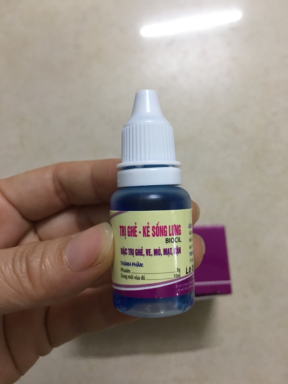 Thuốc diệt ve, rận, ghẻ, mò, mạt, rận (kẻ sống lưng, 10ml)