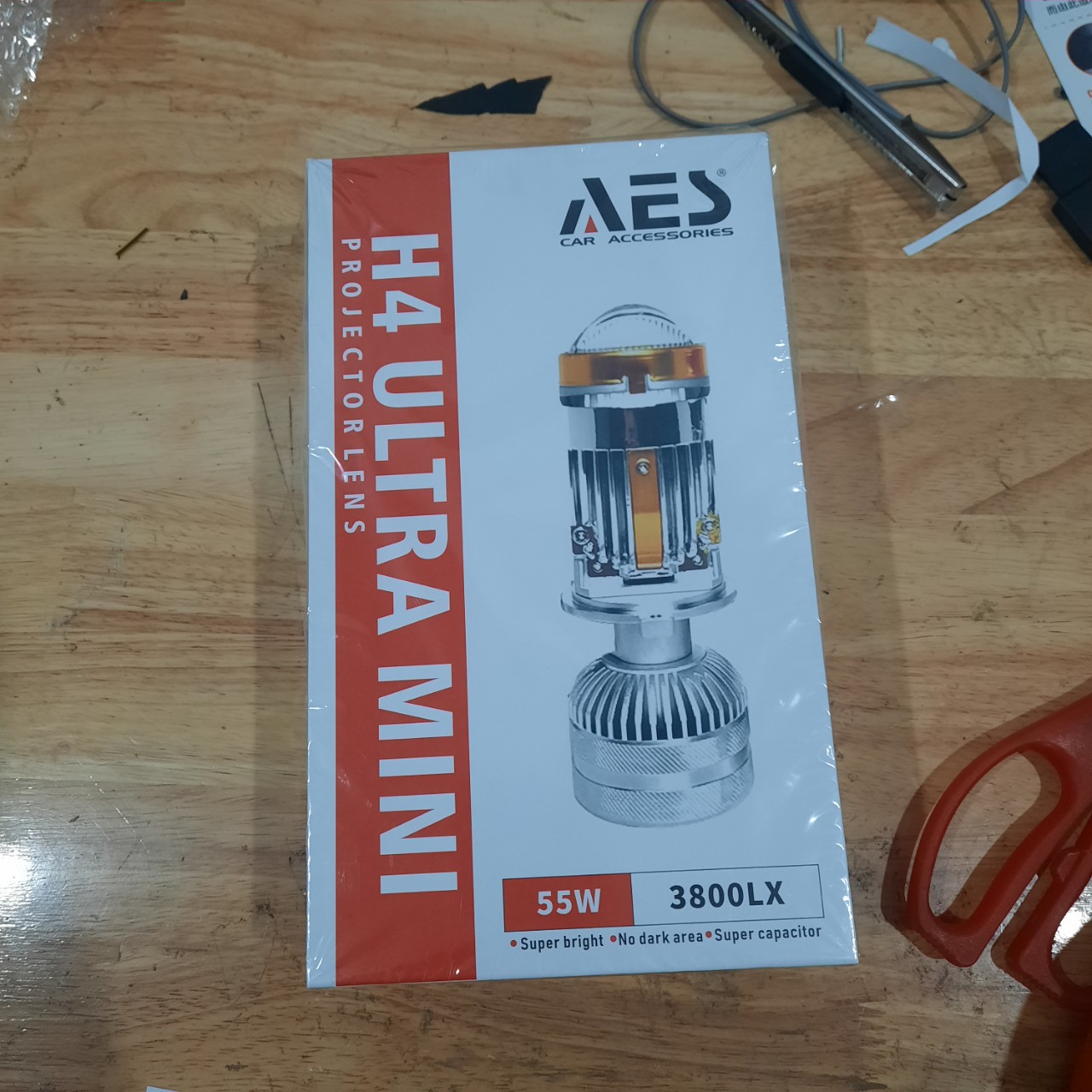 Đèn led ô tô chân H4, Bi led mini AES mắt ếch HYPER
