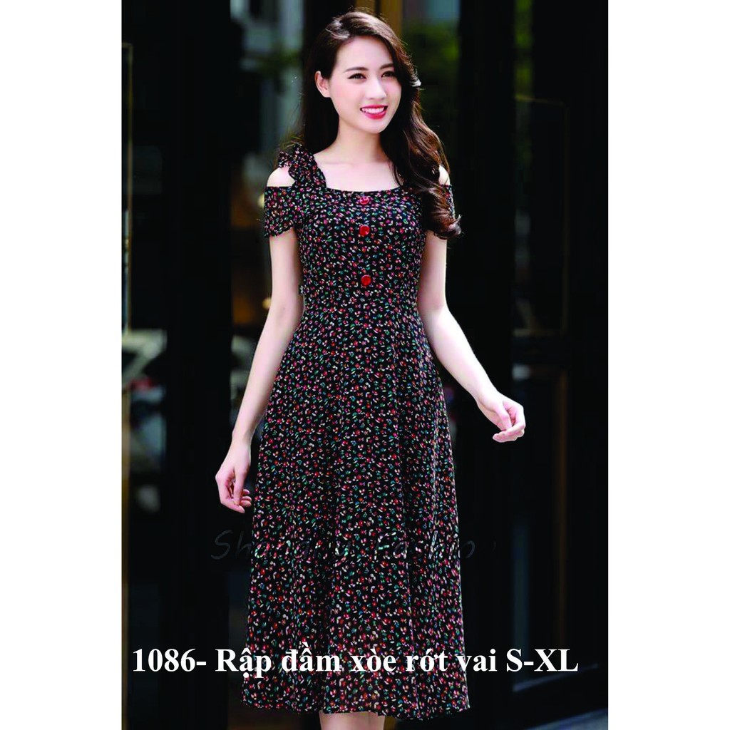 Rập đầm xòe trễ vai mã 1086- giấy a0
