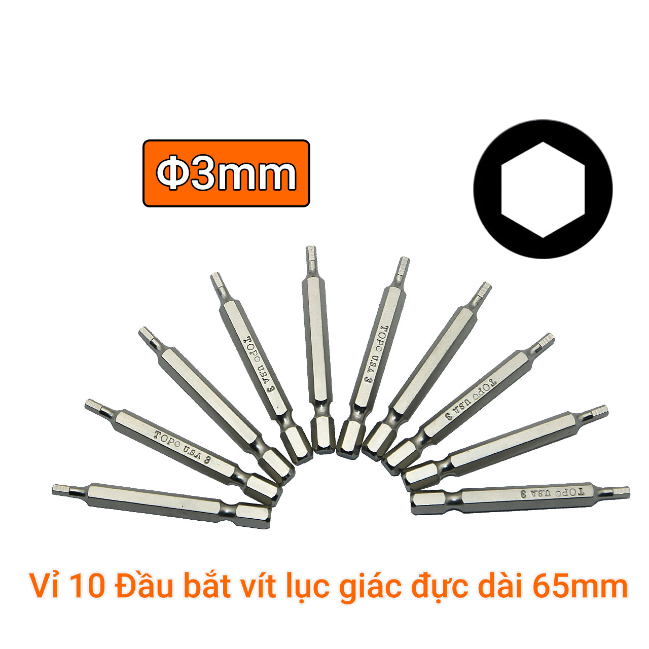 Đầu bắt vít lục giác đực TOP dài 65mm