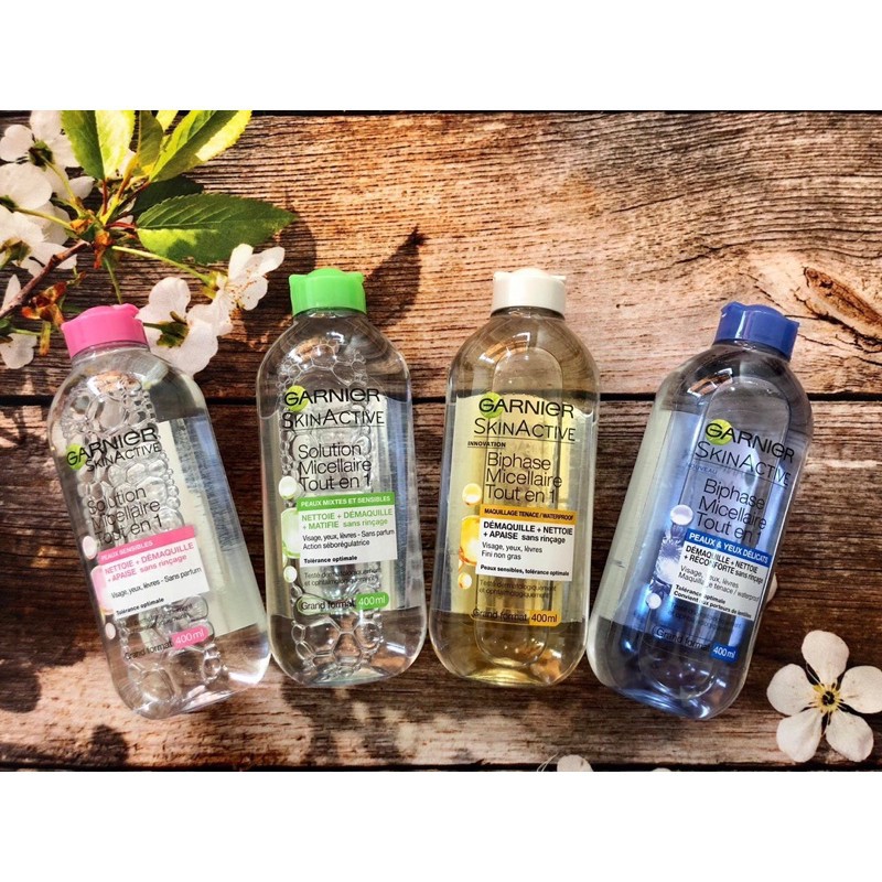 Nước tẩy trang Garnier Pháp 400ml ( Xanh dương, có dầu - da nhạy cảm )