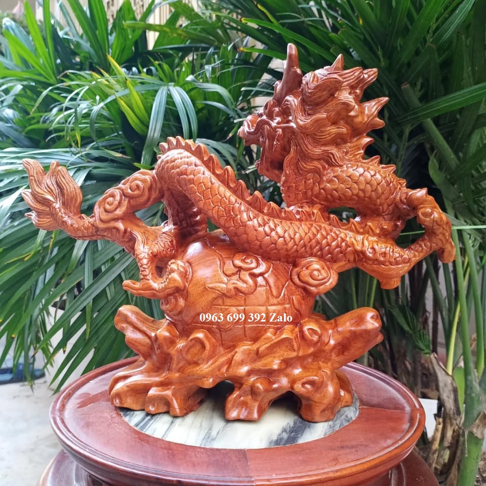 Tượng con rồng gỗ ngọc am đỏ thơm ngang 20 rộng 7 cao 13 cm