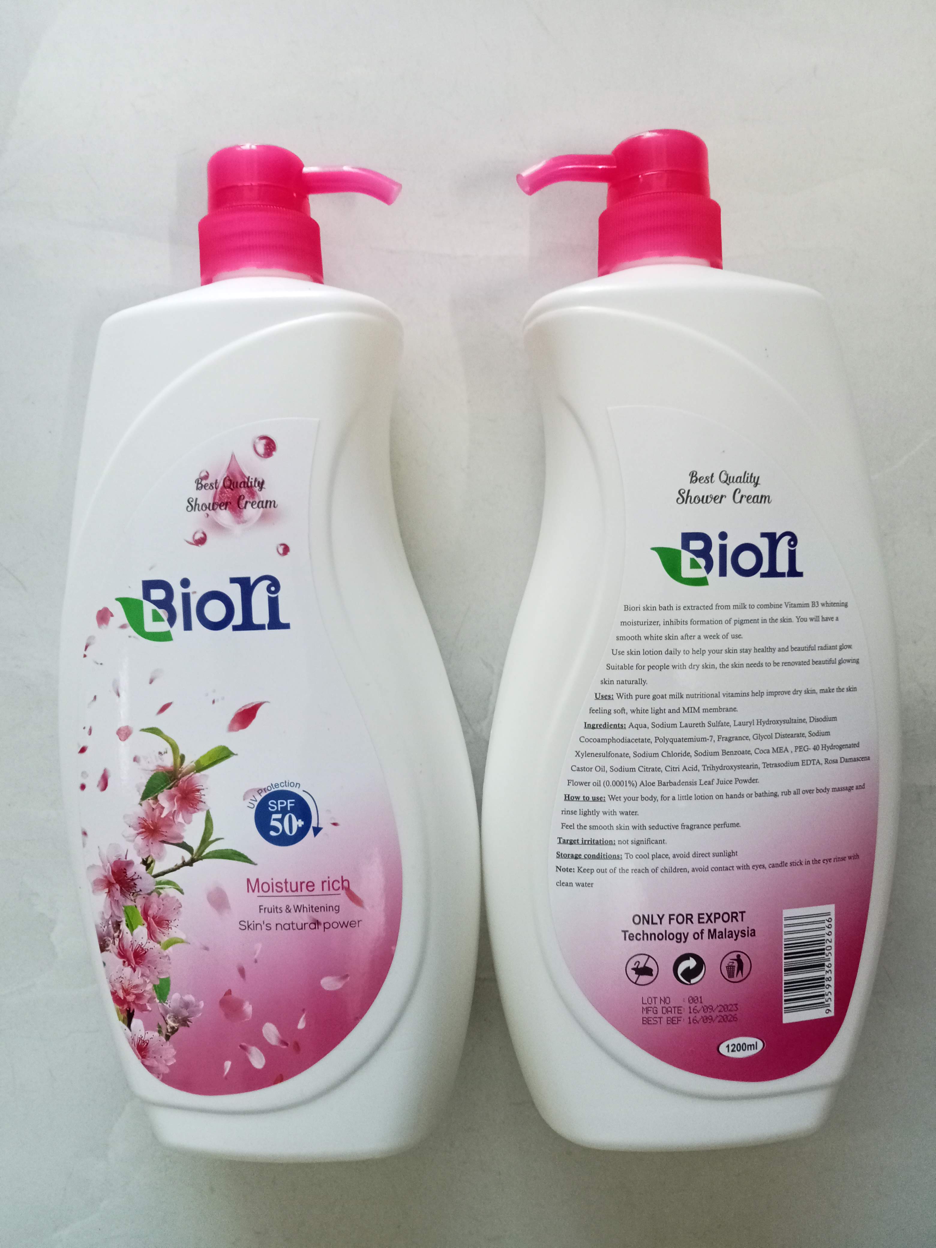 combo sữa tắm trắng da biori 1200ml ( hoa anh đào )