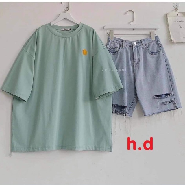 Sét áo lục giác + quần bò rách HĐ12 , áo thun nam nữ, quần khaki, quần nữ, sét bộ mặc ở nhà, áo thun tay dài, quần jean ống rộng - FANI