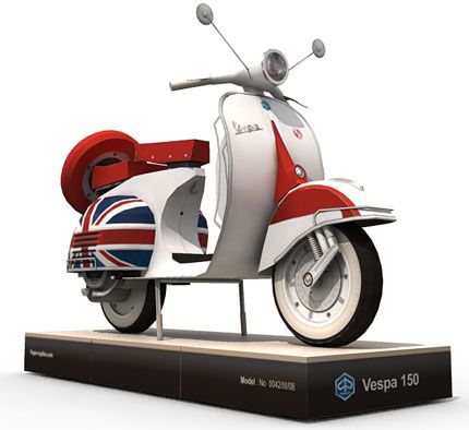 Mô hình giấy 3D xe máy Vespa 150 Scooter