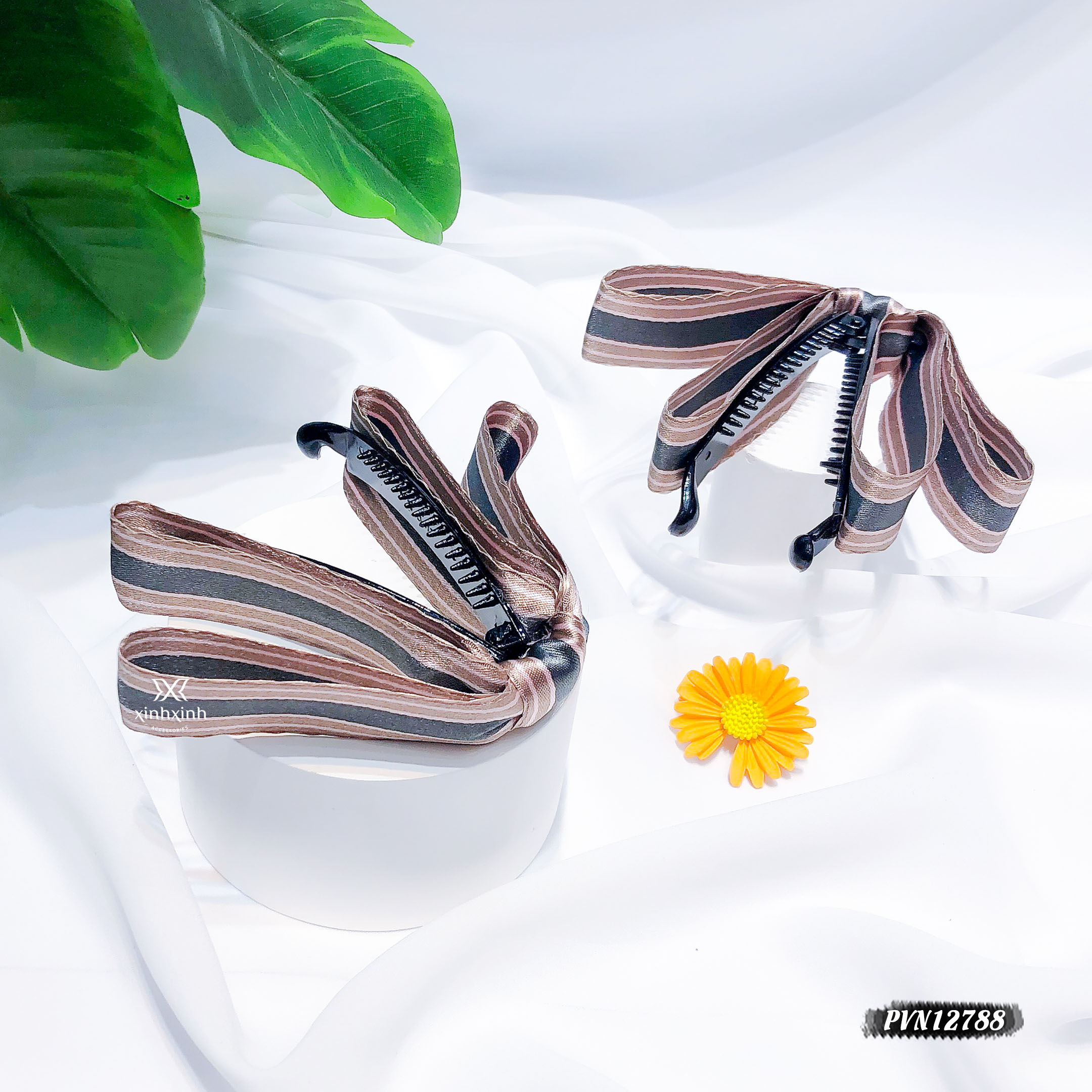 Kẹp tóc, cặp tóc dọc làm phồng nơ kẻ rủ - Xinh Xinh Accessories