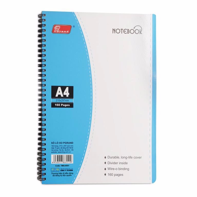 Sổ lò xo A4. Có 2 loại dày 210 trang và mỏng 100 trang. Vi Tính Quốc Duy
