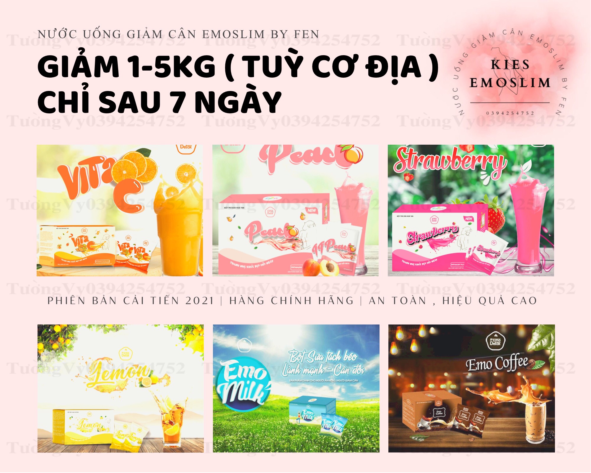 ✨ Combo sỉ 10hộp Giảm Cân Emoslim By Fen [ Ib Mix Vị ]