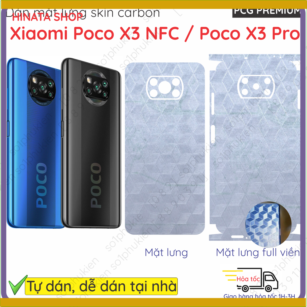 Miếng dán mặt lưng skin carbon xiaomi poco x3 nfc / poco x3 pro