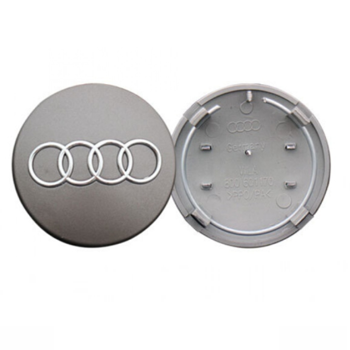1 chiếc logo chụp mâm, lazang bánh xe Audi AUD60 đường kính 60mm ( Màu xám)