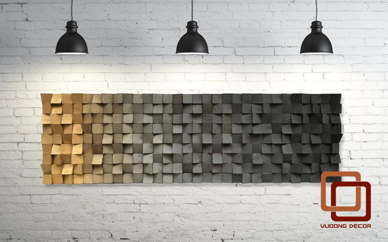 Tranh gỗ trang trí 3D GRADIENT ẤM ÁP (Wood mosaic) - KÍCH THƯỚC 30cmx1M