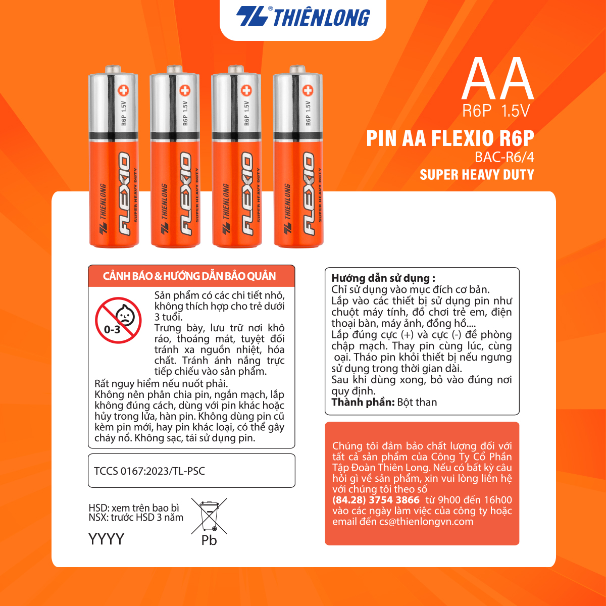 Lốc 4 Pin AA Thiên Long Flexio BAC-R6/4