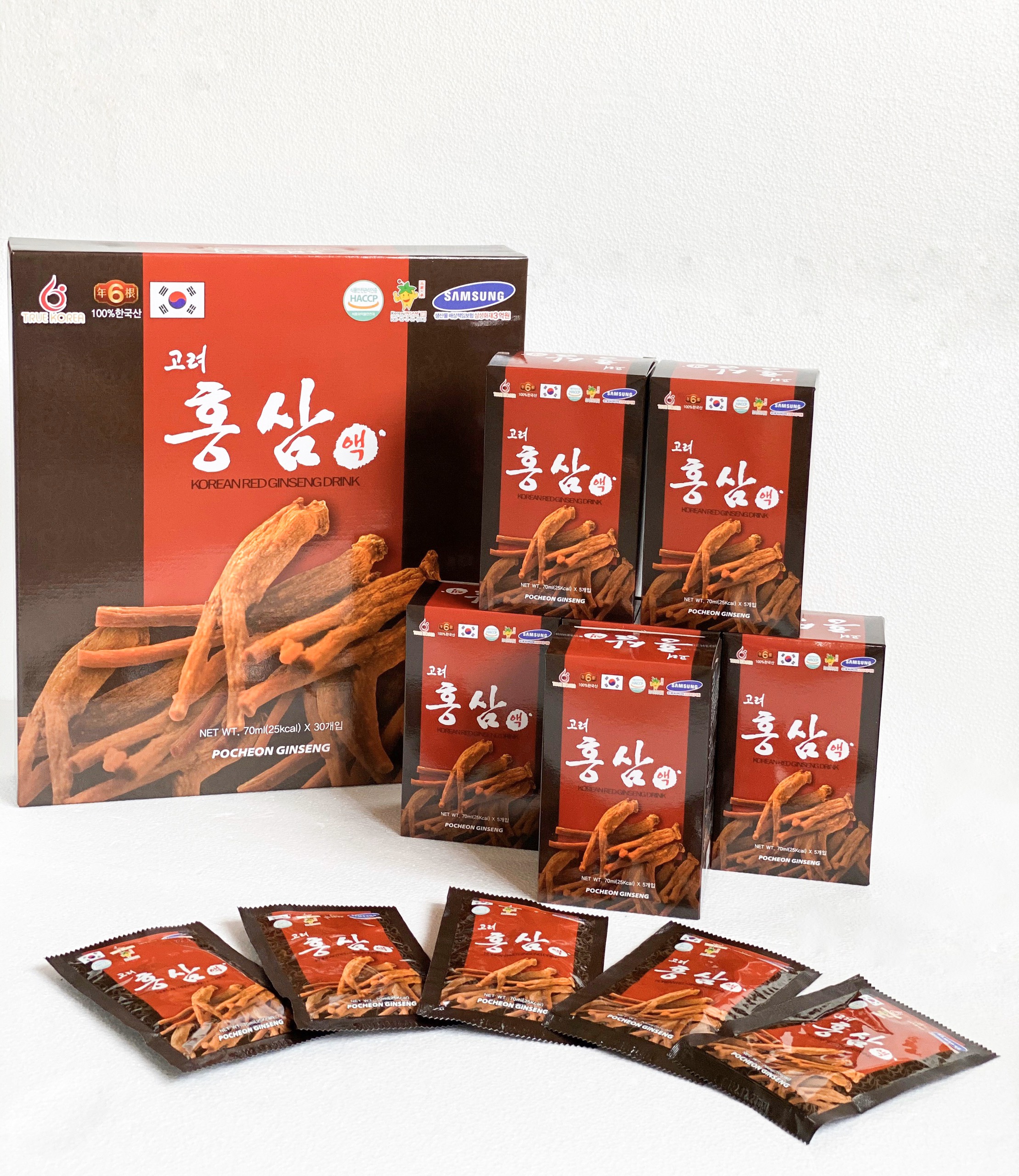 [CHÍNH HÃNG] Hồng sâm 6 năm tuổi Pocheon Hàn Quốc dạng nước hộp 30 gói x 70ml - hỗ trợ điều trị người tuổi đường, điều hòa huyết áp