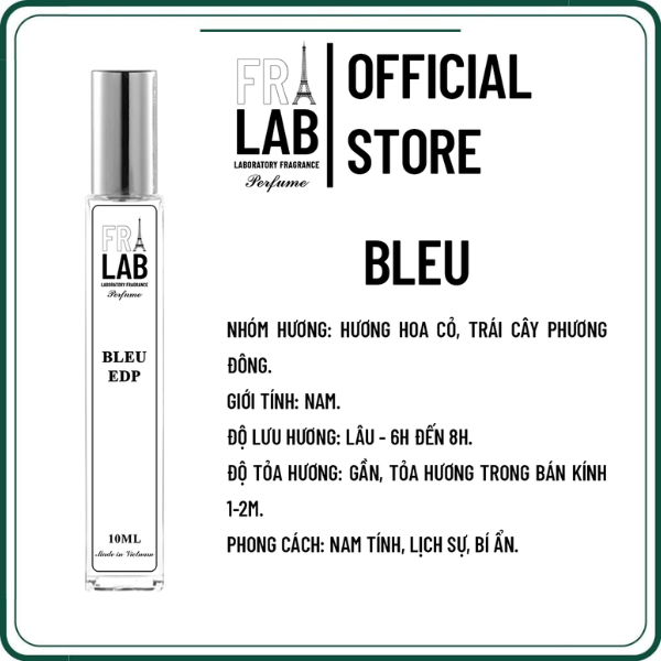 Tinh dầu nước hoa dạng xịt fralab bleu 10ml, nam tính, lịch lãm, bí ẩn bỏ túi tiện lợi, dạng xịt 10ml